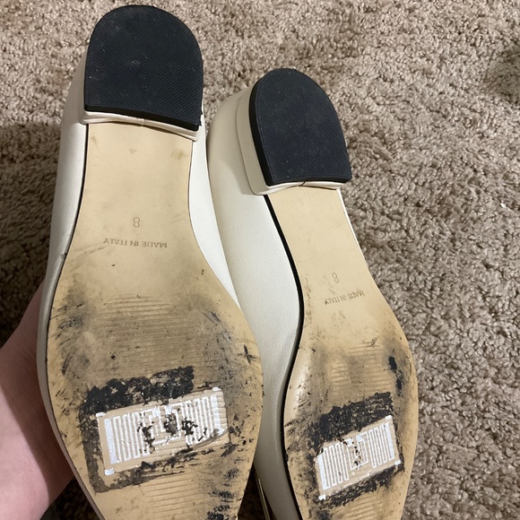 VALENTINO BY MARIO VALENTINO FLORA LOGO BUCKLE POINTED TOE FLAT IN Cream - Picture 5 of 5